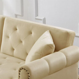 Abrihome Modern 2-Seater Sofa Bed With Gold Legs, 3-Position Adjustable Backrest, Space-Saving Sofa Sleeper For Living Room (Beige) - thumbnail 7