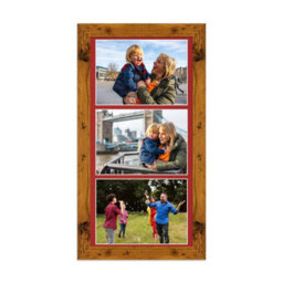 AK Frames 16X8 Rustic Oak Modern Multi Photo Frame With Crimson Mount - Holds 3 Apertures (3X) 7X5 Photos