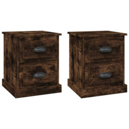 Berkfield Bedside Cabinets 2 Pcs Smoked Oak 39X39X47.5 Cm Engineered Wood - thumbnail 2