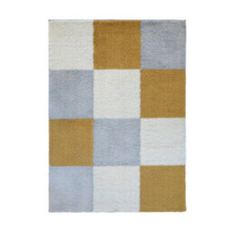 Melrose Orange Grey Shaggy High Pile Block Design Large Area Indoor Rug 160/230Cm - thumbnail 4