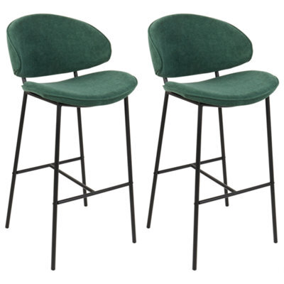 Beliani Set Of 2 Bar Chairs Kiana Dark Green - image 1