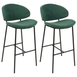 Beliani Set Of 2 Bar Chairs Kiana Dark Green - thumbnail 1
