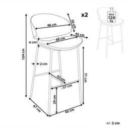 Beliani Set Of 2 Bar Chairs Kiana Dark Green - thumbnail 3