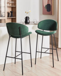 Beliani Set Of 2 Bar Chairs Kiana Dark Green - thumbnail 2