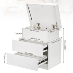White 2 Drawer Bedside Table Cabinet Led Light Storage - thumbnail 2