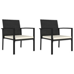 Berkfield Garden Dining Chairs 2 Pcs Poly Rattan Black - thumbnail 1