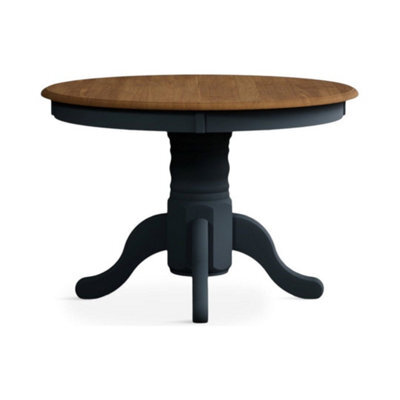 Furniture 48 Extending Whatley Oak And Dark Blue Painted Pedestal Dining Table