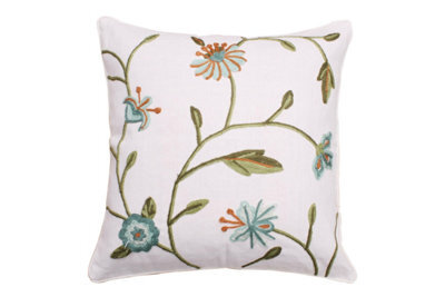 Velosso Elegant Home Decor Jacquard Fabric Cushion With Chic Embroidery, Zip Closure - Duck Egg