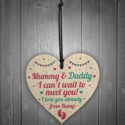 Red Ocean From Bump Gifts Mummy To Be Gifts Daddy To Be Gifts Wooden Heart Baby Shower Plaque - thumbnail 2