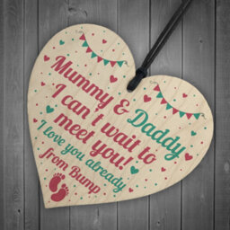 Red Ocean From Bump Gifts Mummy To Be Gifts Daddy To Be Gifts Wooden Heart Baby Shower Plaque - thumbnail 6
