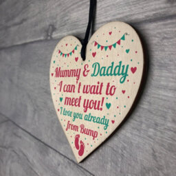 Red Ocean From Bump Gifts Mummy To Be Gifts Daddy To Be Gifts Wooden Heart Baby Shower Plaque - thumbnail 7