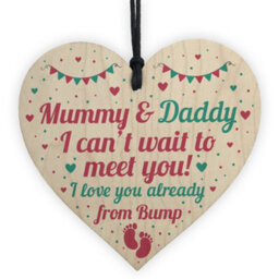 Red Ocean From Bump Gifts Mummy To Be Gifts Daddy To Be Gifts Wooden Heart Baby Shower Plaque - thumbnail 1