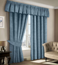 Intimates Cotton Semi Plain Fully Lined Curtains, Machine Washable, Traditional Style Bedroom Drapes - Tape Top Curtains - Blue