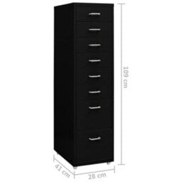 Vidaxl Mobile File Cabinet Black 28X41X109 Cm Metal - thumbnail 3