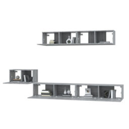 Berkfield Classic 5 Piece Tv Cabinet Set Grey Sonoma Engineered Wood - thumbnail 4