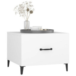Berkfield Coffee Table With Metal Legs White 50X50X40 Cm - thumbnail 4