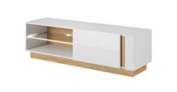 Arte Elegant White Gloss & Oak Arco Tv Cabinet H460mm W1380mm D400mm With Storage
