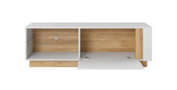 Arte Elegant White Gloss & Oak Arco Tv Cabinet H460mm W1380mm D400mm With Storage - thumbnail 2