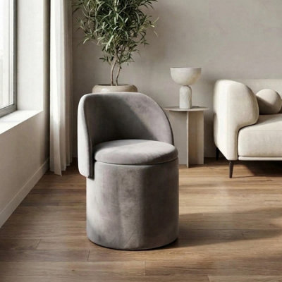 Garden Greatness Grey Velvet Storage Ottoman Chair - image 1