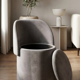 Garden Greatness Grey Velvet Storage Ottoman Chair - thumbnail 3