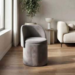 Garden Greatness Grey Velvet Storage Ottoman Chair - thumbnail 1