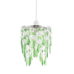 Happy Homewares Modern Waterfall Design Pendant Shade With Clear/emerald Acrylic Drops And Beads - thumbnail 2