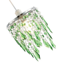 Happy Homewares Modern Waterfall Design Pendant Shade With Clear/emerald Acrylic Drops And Beads - thumbnail 4