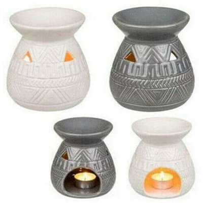 Set Of 4 Oil Burners Fragrance Decoration 12Cm Wax Melts Tea Light Ceramic Tiki - image 1