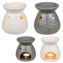 Set Of 4 Oil Burners Fragrance Decoration 12Cm Wax Melts Tea Light Ceramic Tiki - thumbnail 1