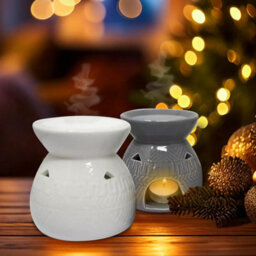 Set Of 4 Oil Burners Fragrance Decoration 12Cm Wax Melts Tea Light Ceramic Tiki - thumbnail 2