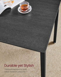 Songmics Dining Table With 2 Benches, Set Of 3, Kitchen Table, 2 Dining Room Benches, Steel Frame, Ash Black And Ink Black - thumbnail 6