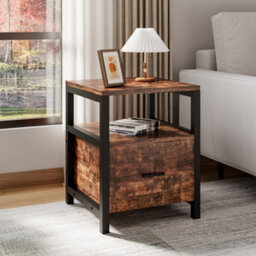 Thehotsale 56Cm H X 45Cm W X 45Cm D Wooden Bedside Table Bedroom Nightstand Side Table With Drawer - thumbnail 2