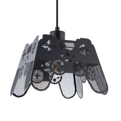 Happy Homewares Modern Matte Black Game Controller Pendant Shade With Laser Cut Holes - image 1
