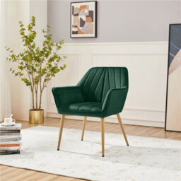 Yaheetech Green Velvet Tufted Accent Chair Armchair With Metal Legs - thumbnail 1