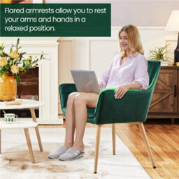 Yaheetech Green Velvet Tufted Accent Chair Armchair With Metal Legs - thumbnail 7