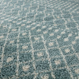 The Rugs Soft Moroccan Diamond Shaggy Rugs And Runners High Pile Duck Egg Blue And Ivory Living Room Kitchen Hallway 1050 - thumbnail 3