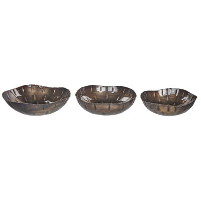 Beliani Set Of 3 Bowls Pinang Metal Brass - image 1