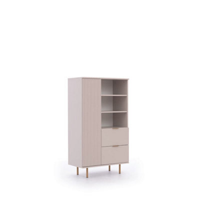 Arte Nubia Highboard Cabinet In Cashmere - Opulent Storage With Gold Accents - W800mm X H1400mm X D410mm - image 1
