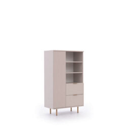 Arte Nubia Highboard Cabinet In Cashmere - Opulent Storage With Gold Accents - W800mm X H1400mm X D410mm