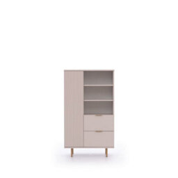 Arte Nubia Highboard Cabinet In Cashmere - Opulent Storage With Gold Accents - W800mm X H1400mm X D410mm - thumbnail 2