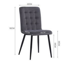 Living And Home Dining Chair Set Of 4 Dark Grey Frosted Velvet Dining Chairs Kitchen Accent Chair With Metal Legs - thumbnail 7