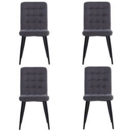 Living And Home Dining Chair Set Of 4 Dark Grey Frosted Velvet Dining Chairs Kitchen Accent Chair With Metal Legs - thumbnail 5