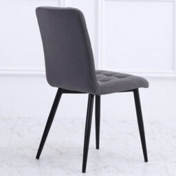 Living And Home Dining Chair Set Of 4 Dark Grey Frosted Velvet Dining Chairs Kitchen Accent Chair With Metal Legs - thumbnail 4