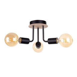 Luminosa Lighting Luminosa Luna Multi Arm Semi Flush Ceiling Light Wood, Black, 25Cm, 3X E27