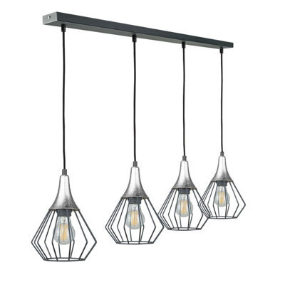 Luminosa Lighting Luminosa Selene Bar Pendant Ceiling Light Black, Silver 4X E27 - image 1