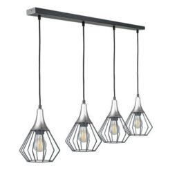 Luminosa Lighting Luminosa Selene Bar Pendant Ceiling Light Black, Silver 4X E27 - thumbnail 1