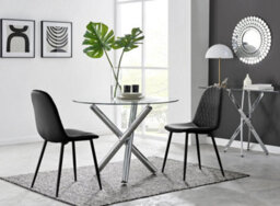Furniturebox Uk Selina Round Dining Table And 2 Black Corona Black Leg Chairs