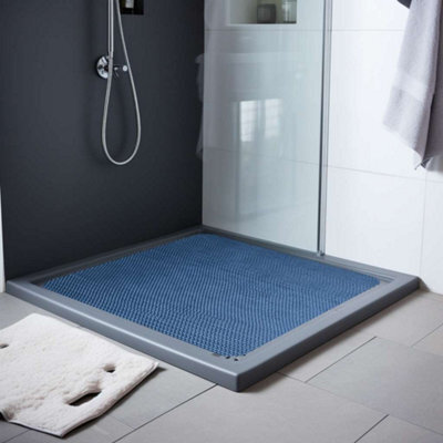 Nicoman Reversible Dual-Colour Blue/green Pvc Anti Slip Shower Mat Bath Mat - Square 53X53Cm - image 1