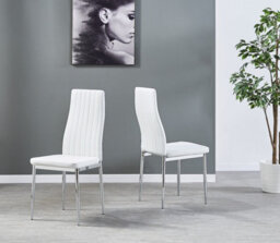 Furnizone UK Milano 4-Seater White Marble-Effect Glass Dining Table And 4 Monza White Faux Leather Chairs - thumbnail 5