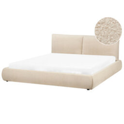 Beliani Bed Boucle Vinay 180 X 200 Cm (Eu Super King) Light Beige - thumbnail 1